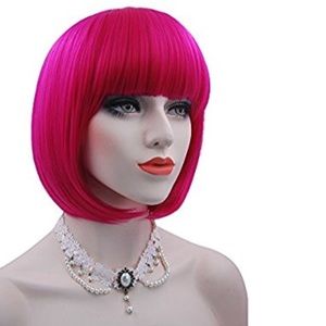Hot pink bob wig